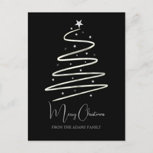Christmas tree silver stylish minimalist custom holiday postcard