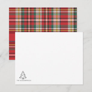Christmas Tree Sketch Holiday Plaid Custom Card