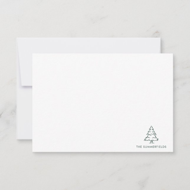 Christmas Tree Sketch Holiday Simple Custom Thank You Card (Front)
