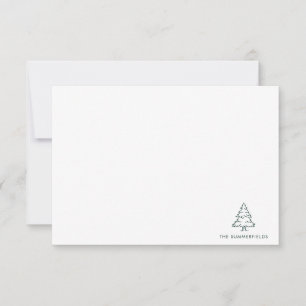 Christmas Tree Sketch Holiday Simple Custom Thank You Card