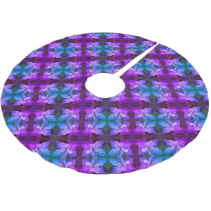 Christmas Tree Skirt - Blue/Purple Poinsettias.