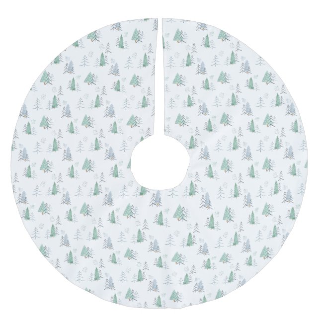 Christmas Tree Skirt - Cute Winter Tree Pattern. (Front)