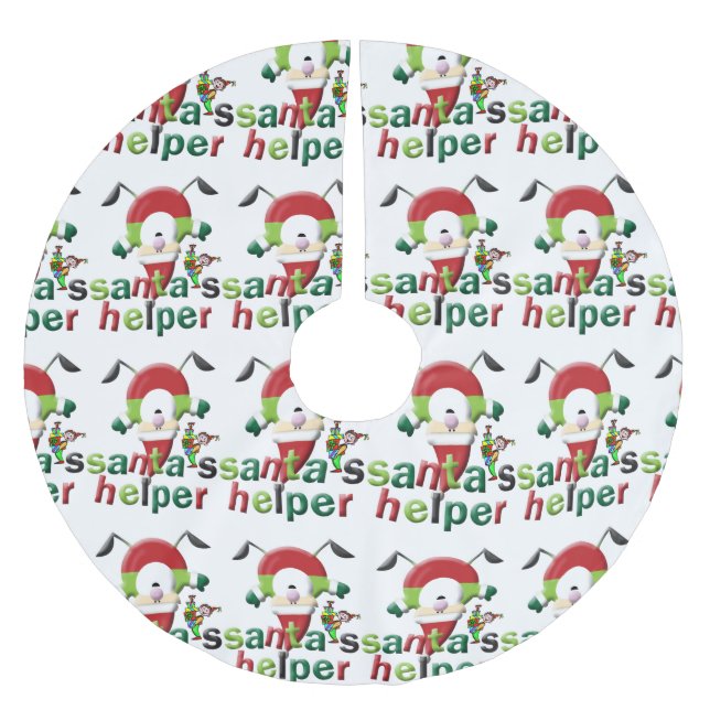 Christmas Tree Skirt Elf Santa's Helper  (Front)