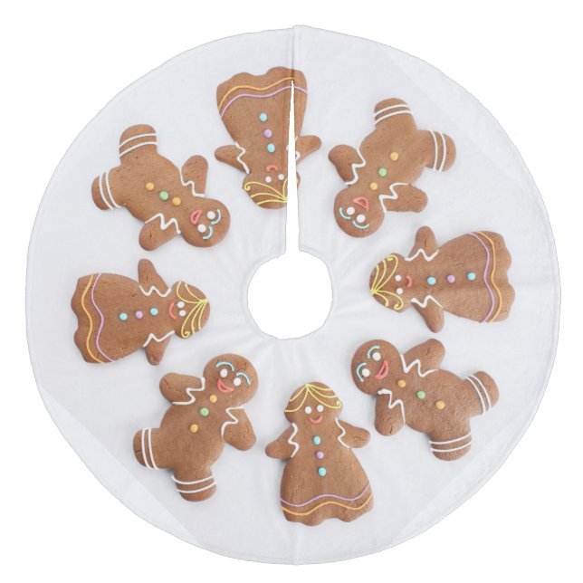 Christmas Tree Skirt/Ginger Bread  Man Wreath Fleece Tree Skirt (Front)