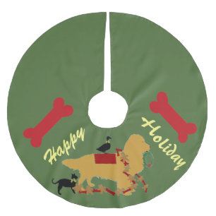 Christmas Tree Skirt~ Golden Retriever Brushed Polyester Tree Skirt