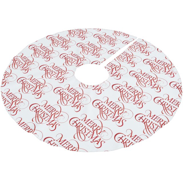 Christmas Tree Skirt-Merry Christmas Brushed Polyester Tree Skirt (Angled)