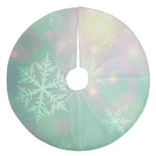 Christmas Tree Skirt/Pastel Coloured Snowflakes Fleece Tree Skirt