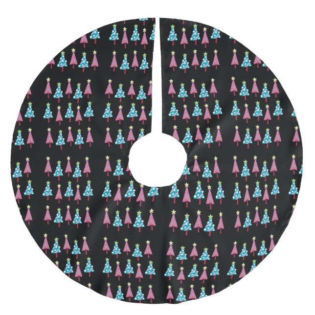 Christmas Tree Skirt Pink & Blue Black  (Front)