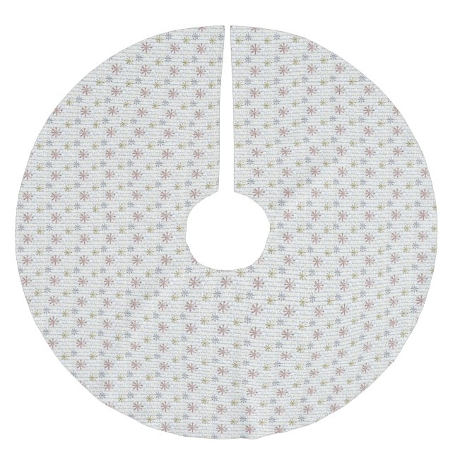 Christmas Tree Skirt/Snowflakes Brushed Polyester Tree Skirt (Front)