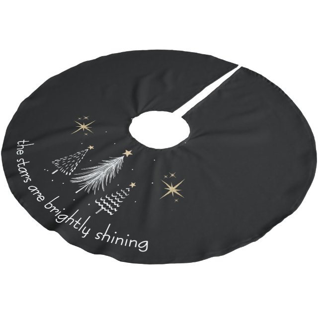 Christmas Tree Skirt with Gold Stars (Angled)