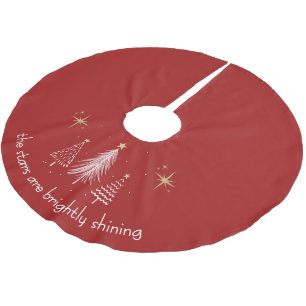 Christmas Tree Skirt with Gold Stars on Red