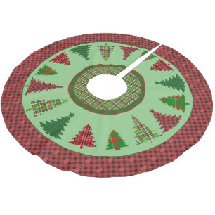 Christmas Tree Skirt with Plaid Trees