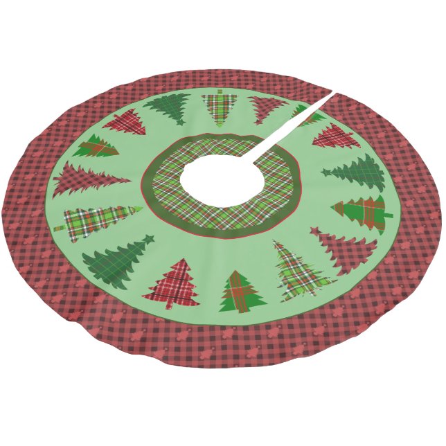 Christmas Tree Skirt with Plaid Trees (Angled)