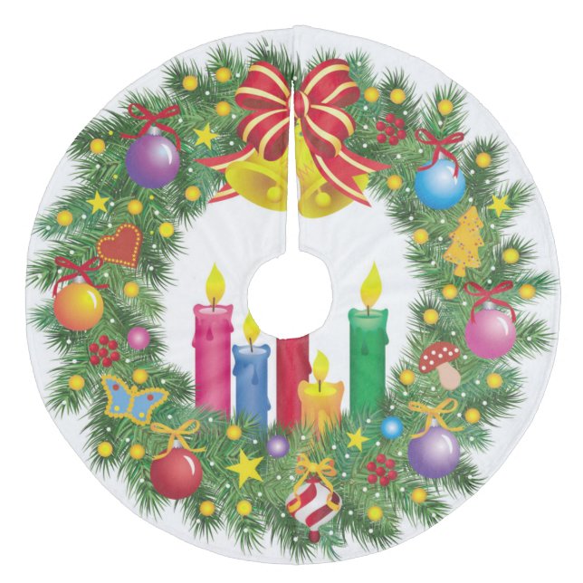 Christmas Tree Skirt/Wreath Fleece Tree Skirt (Front)