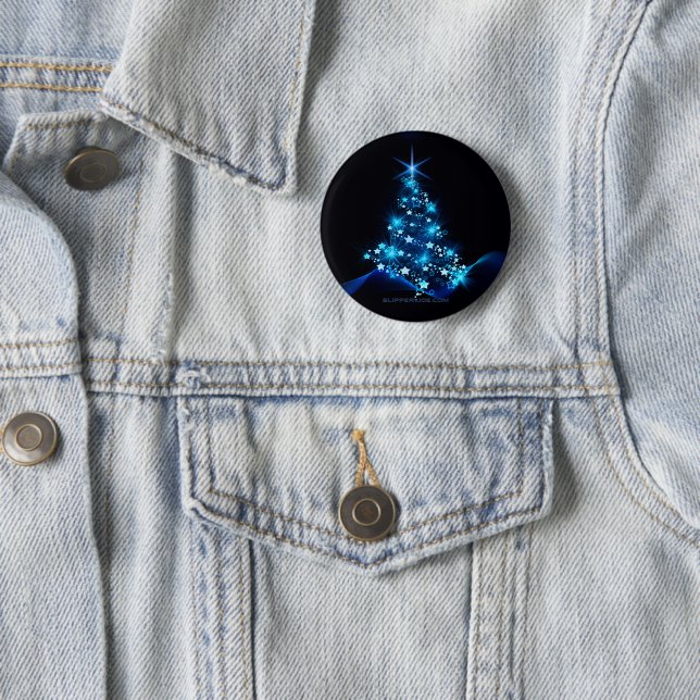 Christmas Tree SlipperyJoe stars sparkling lights  6 Cm Round Badge (In Situ)