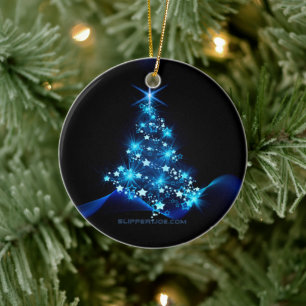 Christmas Tree SlipperyJoe stars sparkling lights Ceramic Tree Decoration