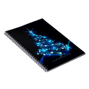 Christmas Tree SlipperyJoe stars sparkling lights Notebook