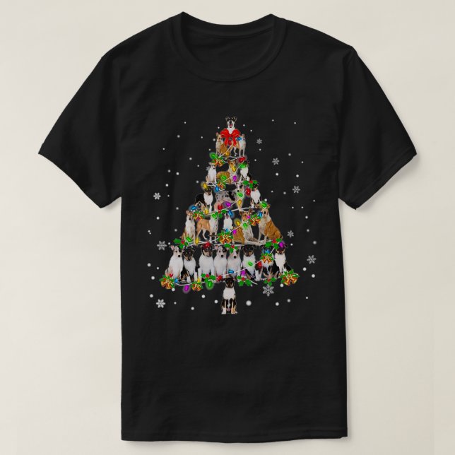 Christmas Tree Smooth Collie dog Xmas Tree Light S T-Shirt (Design Front)