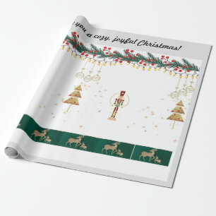 Christmas tree, snow , deer wrapping paper