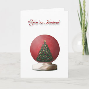 Christmas Tree Snow Globe Invitation