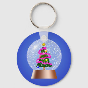 Christmas Tree Snow Globe Key Ring