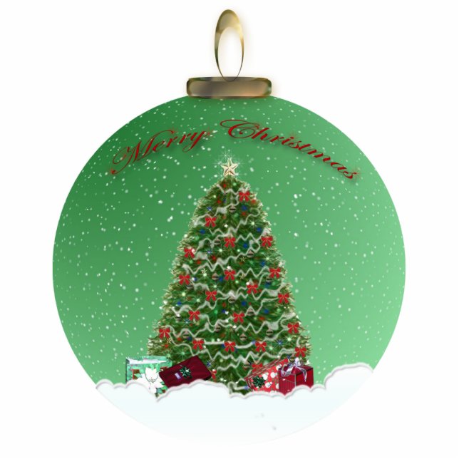 Christmas Tree Snow Globe Ornament Photo Sculpture Decoration (Front)