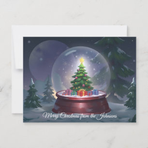 Christmas Tree Snow Globe Postcard