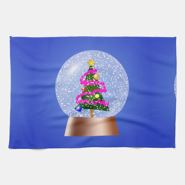 Christmas Tree Snow Globe Tea Towel (Horizontal)