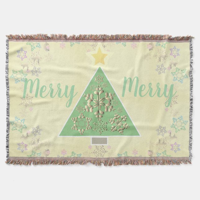 Christmas Tree & Snow Throw Blanket (Front)