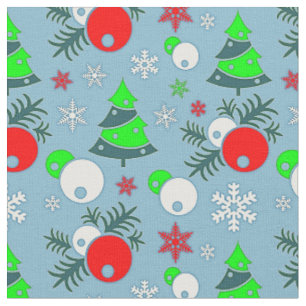 Christmas Tree Snowflake Bauble on Blue Fabric