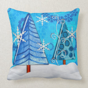 Christmas Tree & Snowflake Jeweled Cushion