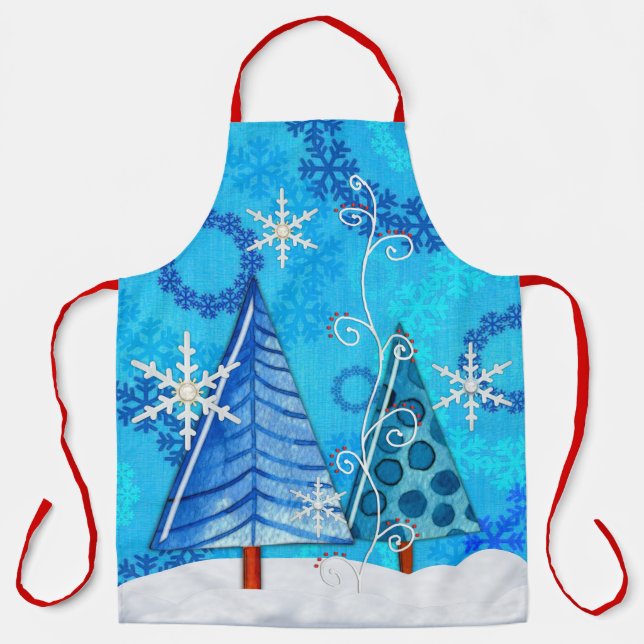 Christmas Tree & Snowflake Jewelled Apron (Front)