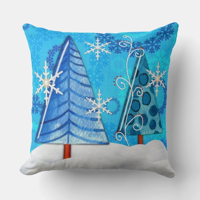 Christmas Tree & Snowflake Jewelled Cushion (Front)