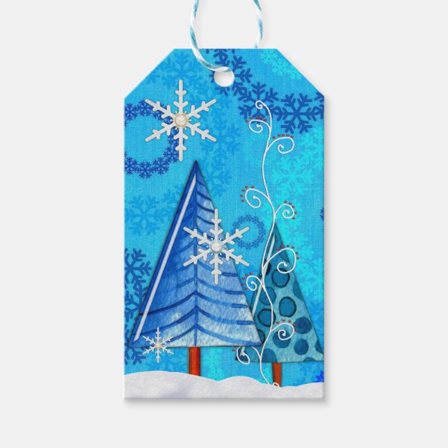 Christmas Tree & Snowflake Jewelled Gift Tags (Front)