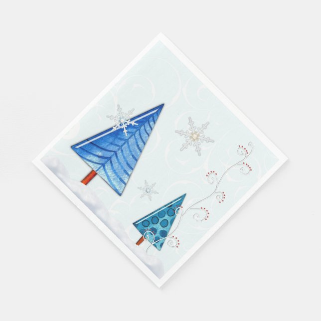 Christmas Tree & Snowflake Jewelled Napkin (Corner)