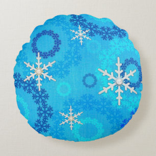 Christmas Tree & Snowflake Jewelled Round Cushion