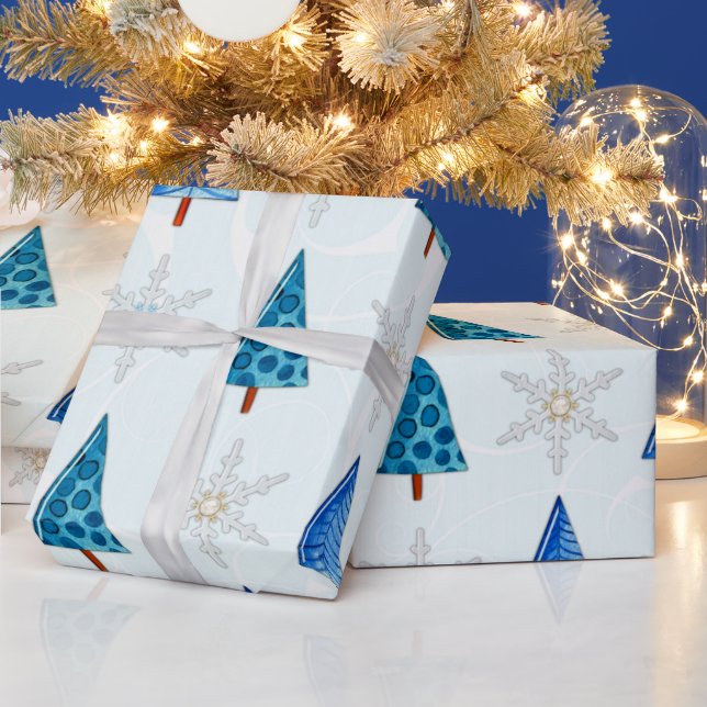 Christmas Tree & Snowflake Jewelled Wrapping Paper (Holidays)