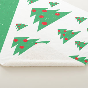 Christmas Tree Snowflake Red Green Christmas Sherpa Blanket