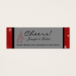 Christmas Tree Snowflake Red Wedding Drink Tickets