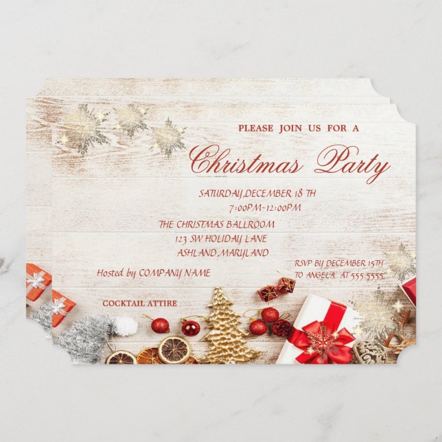 Christmas Tree Snowflakes,Company Christmas Party Invitation (Front/Back)