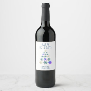 Christmas Tree Snowflakes Festive Personalizable Wine Label