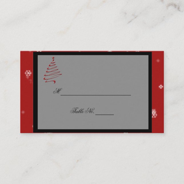 Christmas Tree Snowflakes Red Wedding Place Cards (Front)