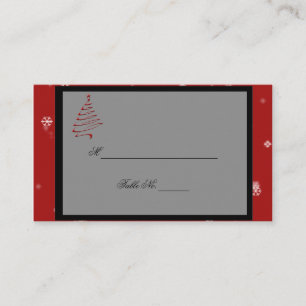 Christmas Tree Snowflakes Red Wedding Place Cards