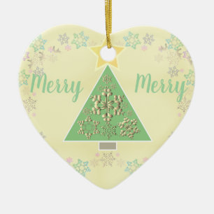 Christmas Tree & Snowflakes Your Text Ceramic Tree Decoration