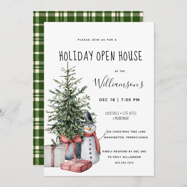 Christmas Tree Snowman Christmas Party  Invitation (Front/Back)