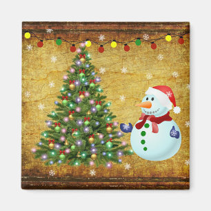 Christmas Tree Snowman Magnet
