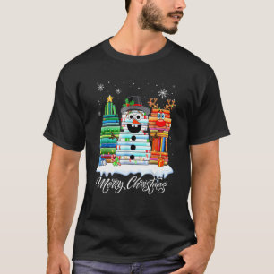 Christmas Tree Snowman Reindeer Book Librarian Boo T-Shirt