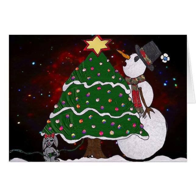 Christmas Tree Snowman Surprise Art Print (Front Horizontal)