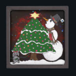 Christmas Tree Snowman Surprise Art Print Gift Box<br><div class="desc">Thank You for visiting The Holiday Christmas Shop! You are viewing The Lee Hiller Designs Holiday Collection of Home and Office Decor,  Apparel,  Gifts,  Collectibles and more. The Designs include Lee Hiller Photography in Hand Drawn Mixed Media and  Digital Art Collection.</div>