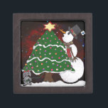 Christmas Tree Snowman Surprise Art Print Keepsake Box<br><div class="desc">You are viewing The Lee Hiller Design Collection. Apparel,  Gifts & Collectibles Lee Hiller Photography or Digital Art Collection. You can view her Nature photography at http://HikeOurPlanet.com/ and follow her hiking blog within Hot Springs National Park.</div>